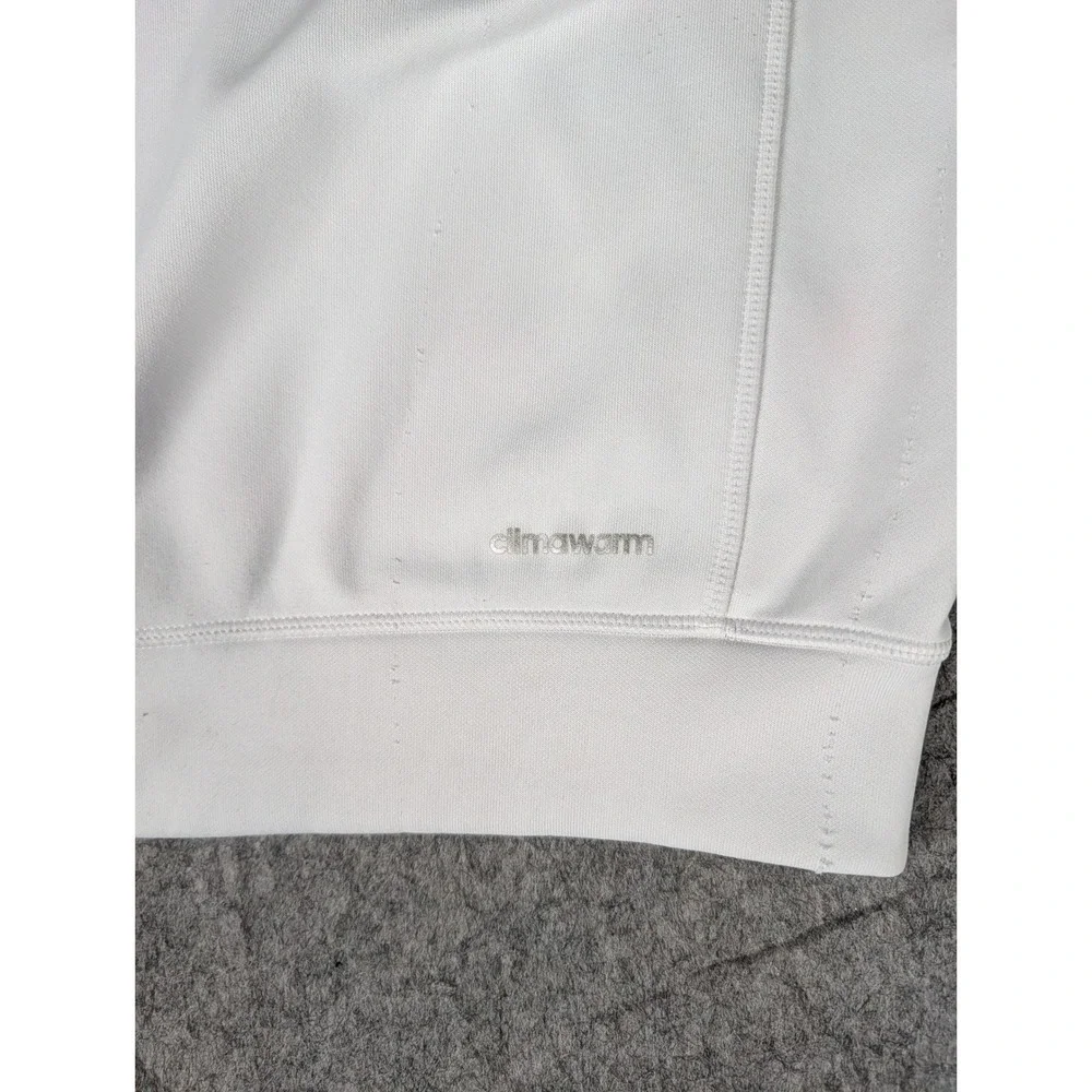 Adidas Climawarm Hoodie Mens White Heather Grey Raglan Pullover Sweatshirt M